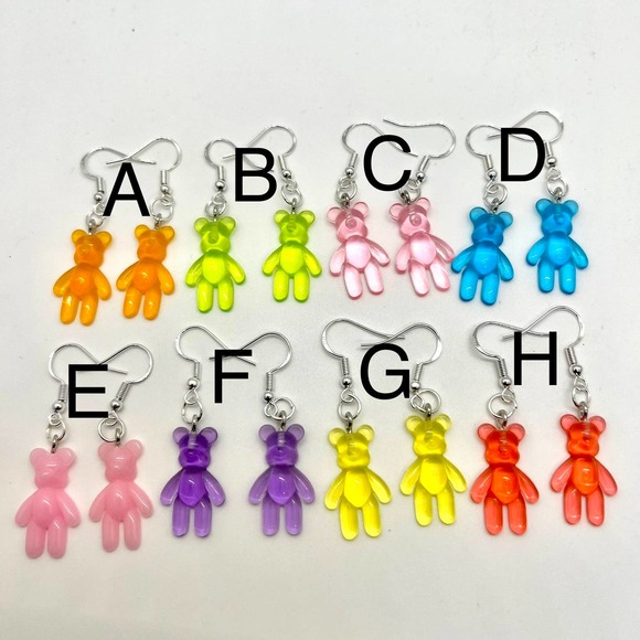 Gummy Bear Earrings - Rainbow Colors - Mini Bear Earrings - Teddy Bear Earrings - Picture 2 of 10